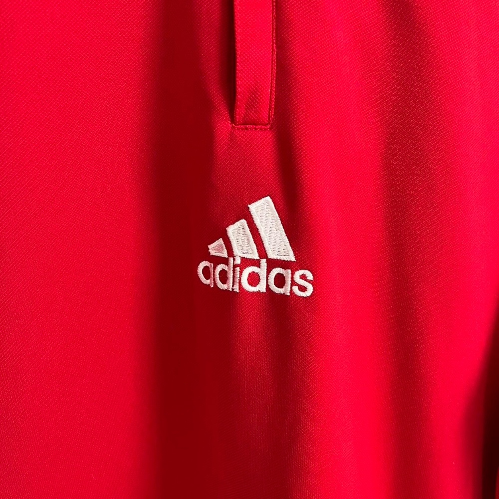 Adidas Mens 1/4 Zip Pullover Warm Up Sweater Size XLarge Red Black Vtg - Picture 3 of 5